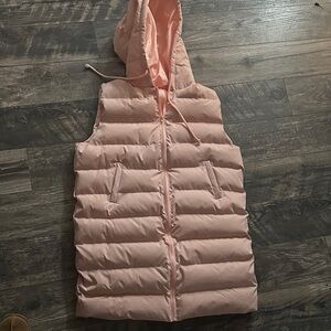 Pink Hooded Puffer Vest